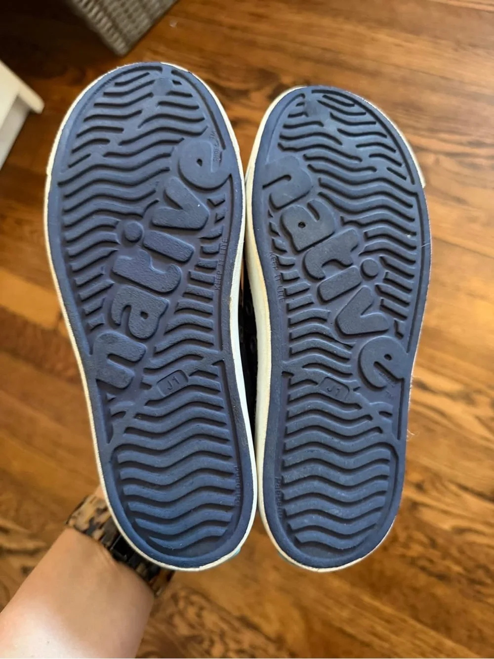 Native Kids Blue Water Shoes with White Toe Cap